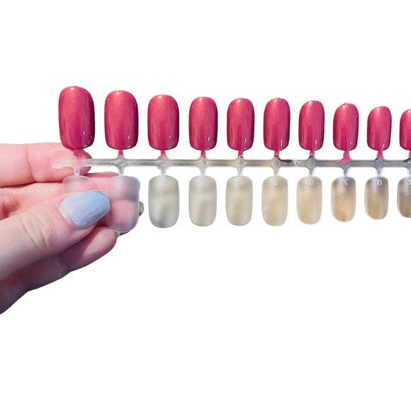 Shimmer Deep Mauve Polished & Glazed Nails | Press On Nails | V Day Mani - Picture 3 of 12